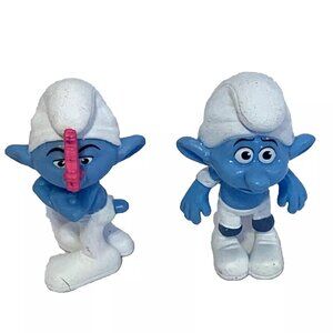 Peyo 2011 McDonalds Smurfs 3” Figurines. Grouchy & Panicky Lot Of 2